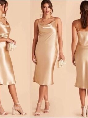 Birdy Grey Lisa Satin Midi Dress gold